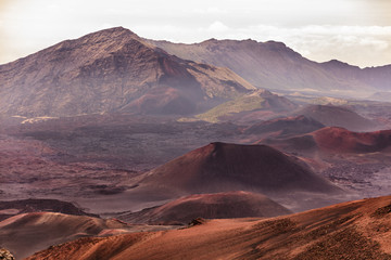 Fototapeta na wymiar Volcano mountain landscape nature in Maui, Hawaii. Haleakala Crater National Park.