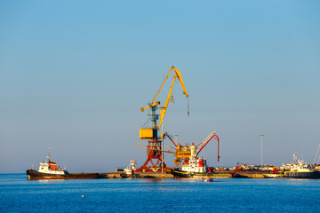 gantry crane in the dock in Heraklion on Crete, Greece