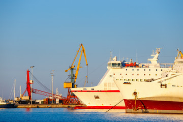 ship in the sea port of Heraklion on Crete, Greece