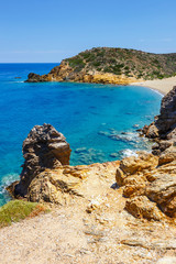Famous beach at Vai with beautiful palm forest on east Crete, Greece