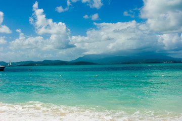 beach caribe puerto rico nice blue water white beach sand adventure travel lazy water seashore nature life style tra