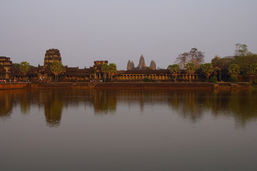 Moat and outer walls at sunset