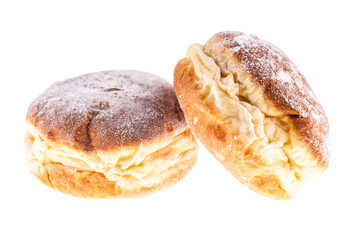 Two krapfen isolated on white
