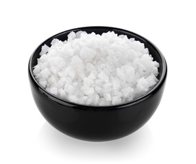 salt in a bowl on white background