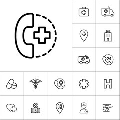 24 hour, around the clock medical call suppot icon on white background