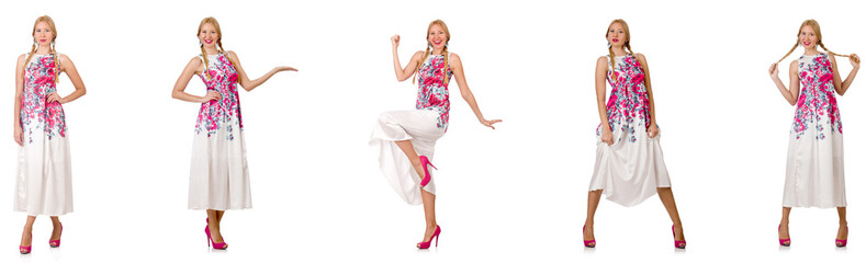 Woman in fashion looks isolated on white