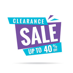 Vol. 3 Clearance Sale blue purple 40 percent heading design for banner or poster. Sale and Discounts Concept. Vector illustration.