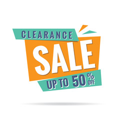 Vol. 3 Clearance Sale green orange 50 percent heading design for banner or poster. Sale and Discounts Concept. Vector illustration.