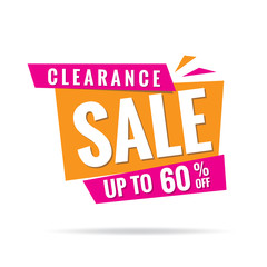 Vol. 3 Clearance Sale pink orange 60 percent heading design for banner or poster. Sale and Discounts Concept. Vector illustration.