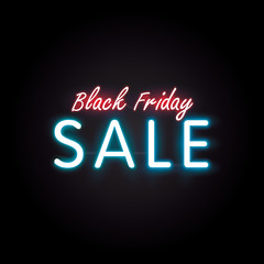 Black Friday sale 01 neon style heading design for banner or poster. Sale and Discounts Concept. Vector illustration.