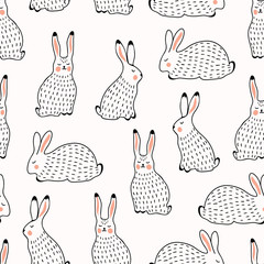 Seamless pattern with rabbits