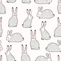 Photo sur Plexiglas Lapin Modèle sans couture avec des lapins
