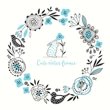Fototapeta Round floral vector frame