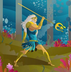 poseidon neptune greek roman god of the sea with trident underwater