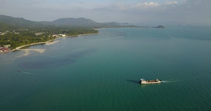 Aerial Ferry Pier Samui Island, Thailand, 4k video