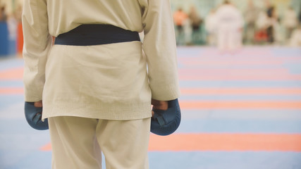 Sports kids - boy sportsmen on karate - ready for fight © KONSTANTIN SHISHKIN