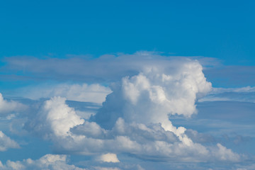 Deep blue sky and clouds, white cloud.