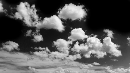 Obraz premium Black sky and white clouds, Black and white image