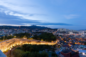 Night view of Naksan park, Seoul.