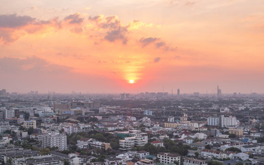 Fototapeta na wymiar Sunset & Cityscape at Bangkok, Thailand