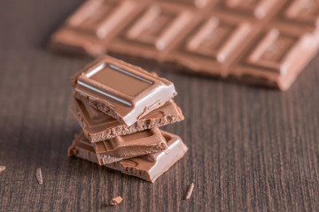 Stack of milk chocolate.