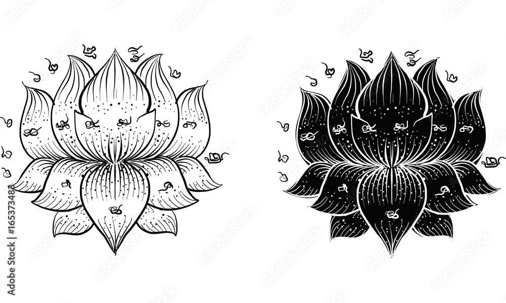 Wall mural thai traditional tattoo, lotus