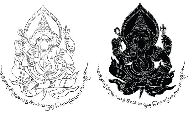 Thai traditional tattoo, lord Ganesha