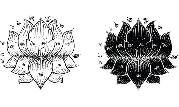 Thai traditional tattoo, lotus