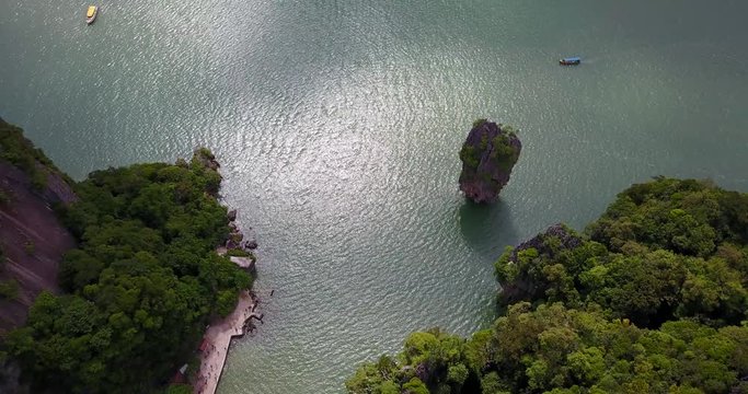 Ko tapu, Koh tapu, James bond's island, Thailand in aerial scene 4k