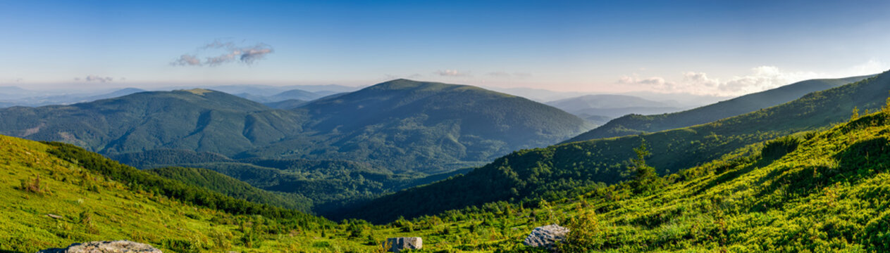 panorama of mountain ridge in summer