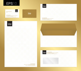 Modern stationery set in vector format, letterhead, business card, envelope
