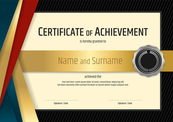 Luxury certificate template with elegant black and golden border frame, Diploma design for graduation or completion