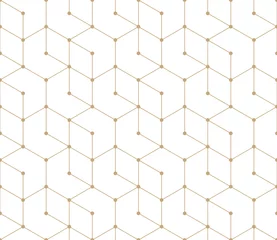 Wall murals Art deco seamless geometric line grid vector hexagon pattern