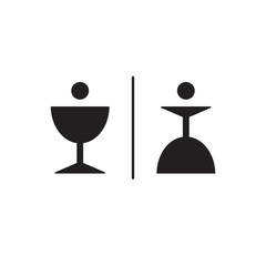 Vector man and woman black icons. Male and female icons for restaurant or cafe.