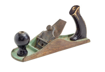 Old hand plane on a white background