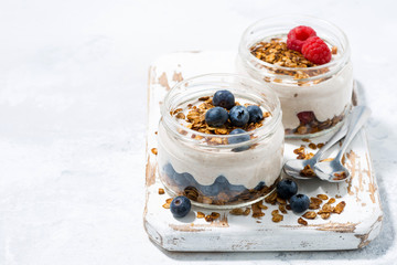 healthy creamy dessert with berries