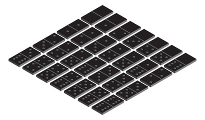 Vector illustration of a game of dominoes in black