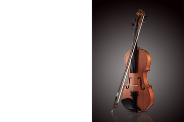 Violin on a black gradient background. Place for text