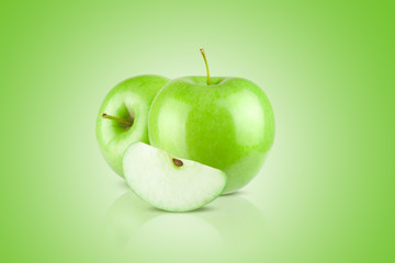 A fresh, juicy apple on a green gradient background background