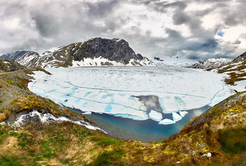 Ice on a mountain lake