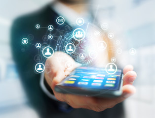 International network displayed on a futuristic interface with globe and connection - technology and business concept