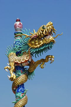 Chinese dragon in front of blue sky