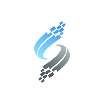 letter s logo, technology logo design concept template