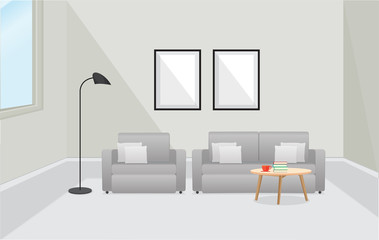 Furniture Interior. Living room with sofa. Vector illustration