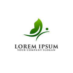 green butterfly logo design concept template