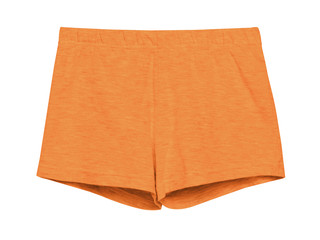 Orange cotton summer sport woman shorts isolated on white