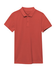 Red polo shirt isolated on white
