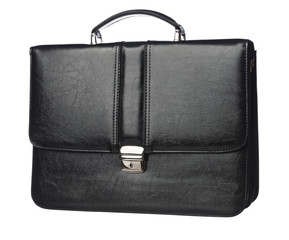 Black leather briefcase