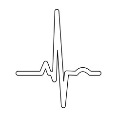 Heart rhythm ekg black color path icon .