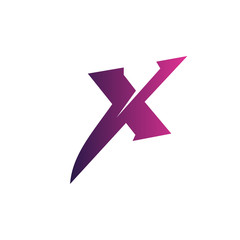 letter x logo. purple logo design concept template